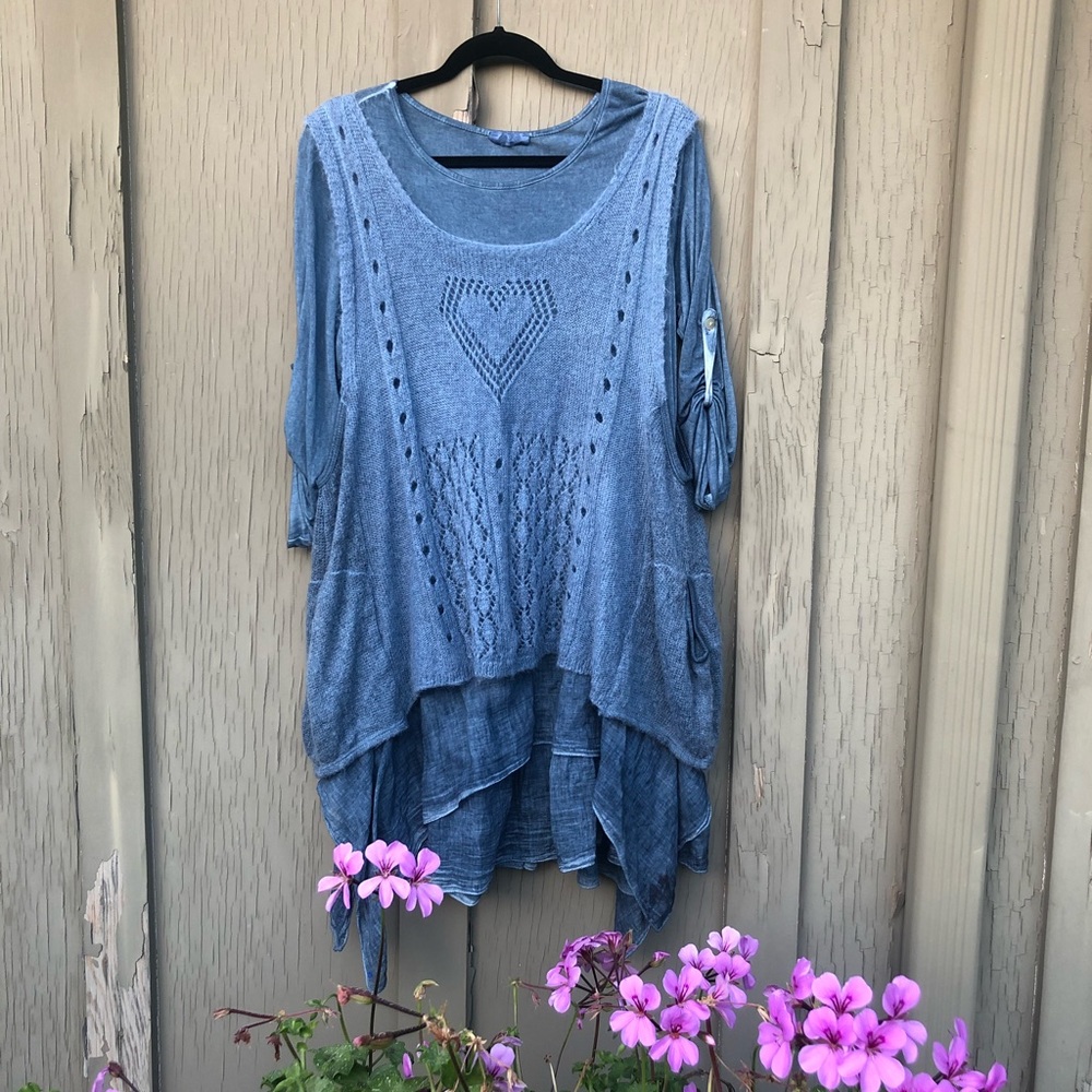 Scandal. OS (M-L) Beautiful Blue Bohemian Tunic